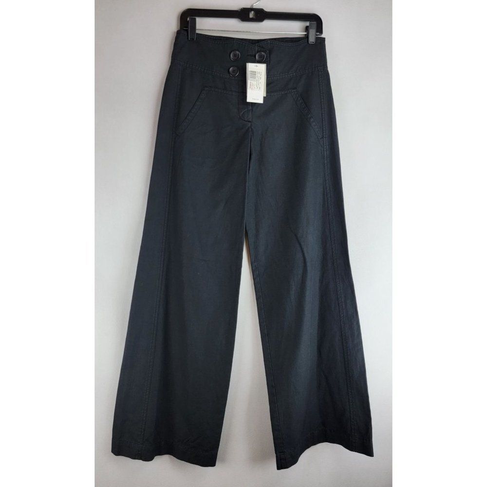 BCBGMaxAzria Black Wide-Leg High-Rise Pants